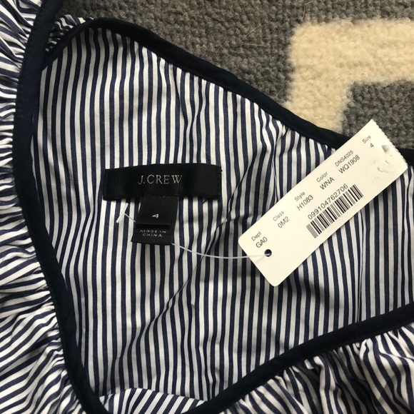 JCrew one shoulder sleeveless gorgeous cotton top blue and white stripe - Picture 2 of 3